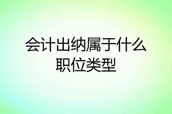 会计出纳属于什么职位类型