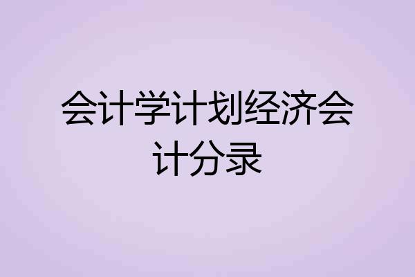 会计学计划经济会计分录