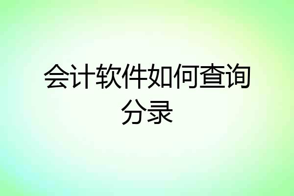 会计软件如何查询分录