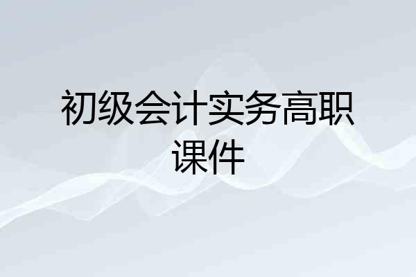 初级会计实务高职课件