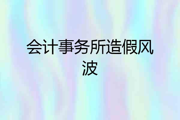 会计事务所造假风波