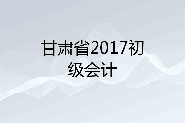 甘肃省2017初级会计