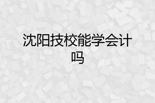 沈阳技校能学会计吗