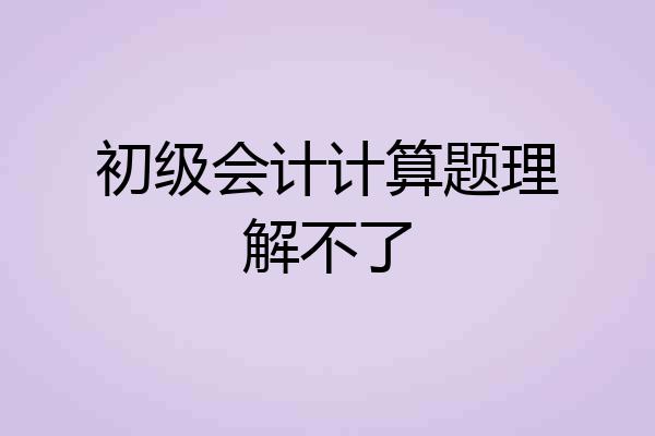 初级会计计算题理解不了