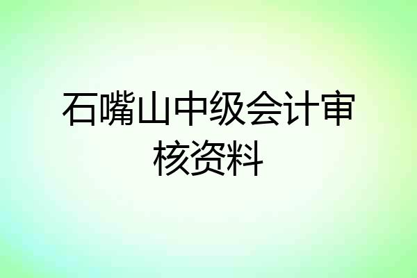 石嘴山中级会计审核资料