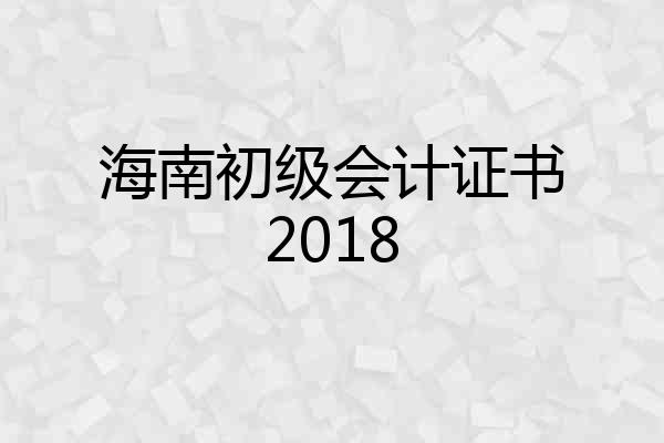海南初级会计证书2018