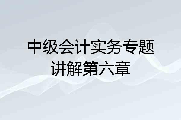 中级会计实务专题讲解第六章