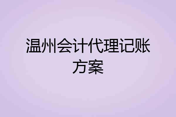 温州会计代理记账方案
