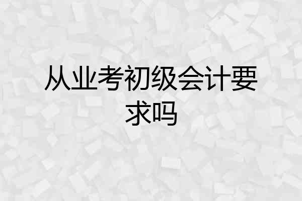 从业考初级会计要求吗