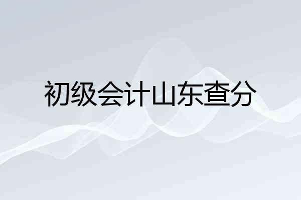 初级会计山东查分