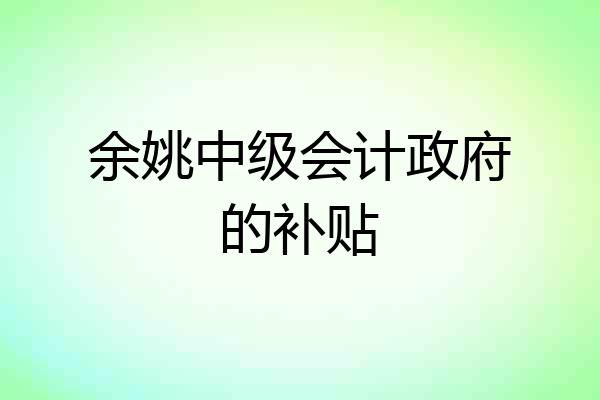 余姚中级会计政府的补贴