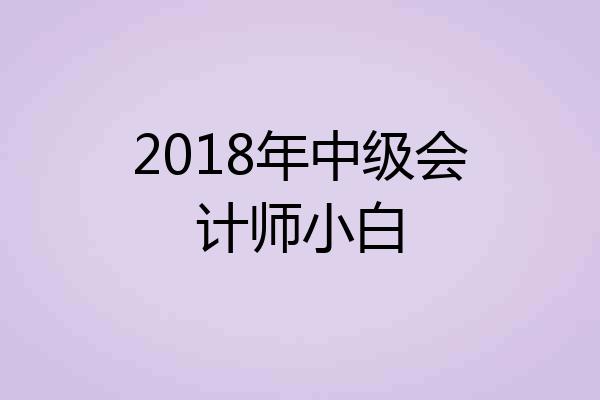 2018年中级会计师小白