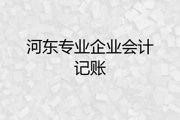 河东专业企业会计记账