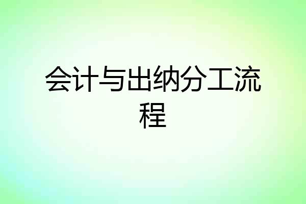会计与出纳分工流程