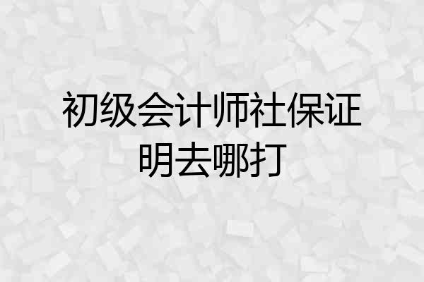 初级会计师社保证明去哪打