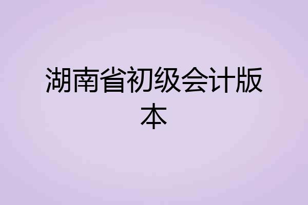 湖南省初级会计版本