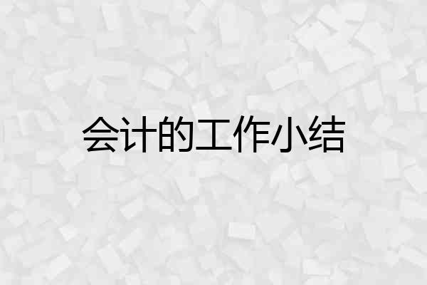 会计的工作小结