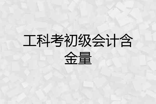 工科考初级会计含金量