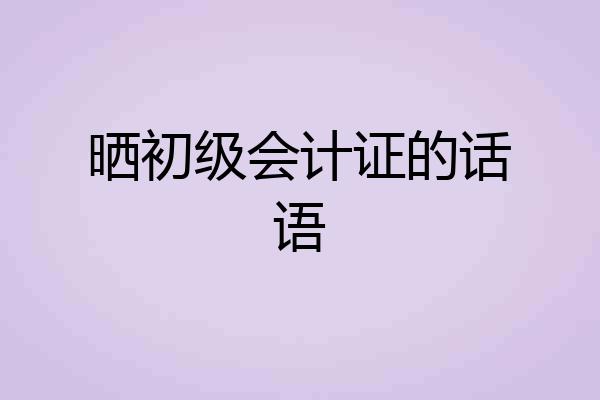 晒初级会计证的话语