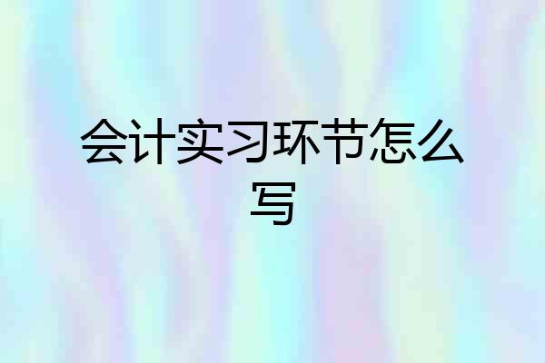 会计实习环节怎么写