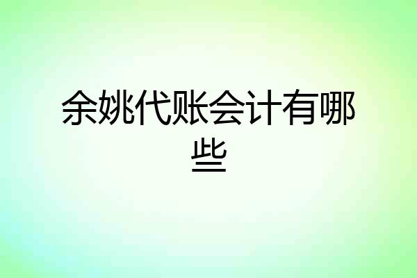 余姚代账会计有哪些