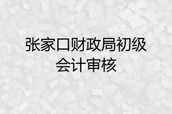 张家口财政局初级会计审核