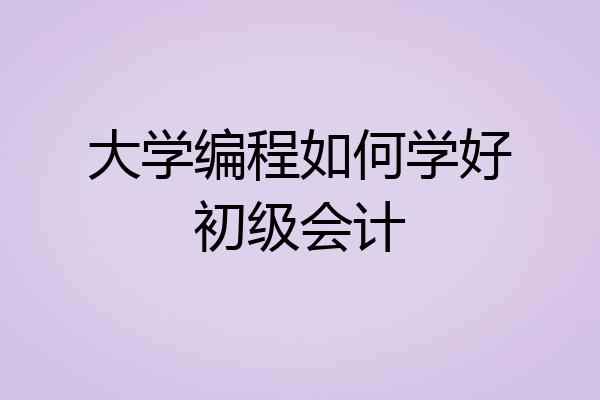 大学编程如何学好初级会计