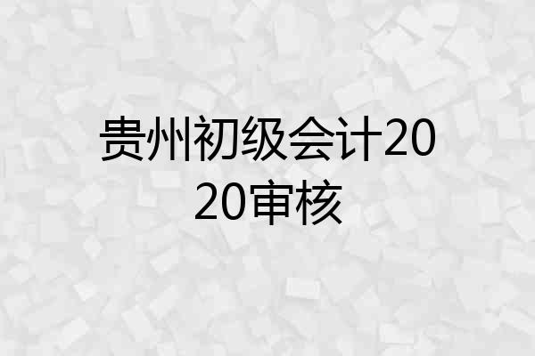 贵州初级会计2020审核
