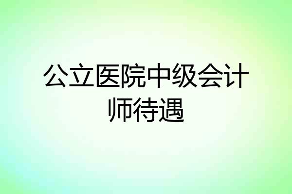 公立医院中级会计师待遇