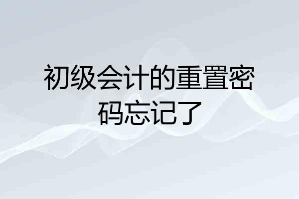 初级会计的重置密码忘记了