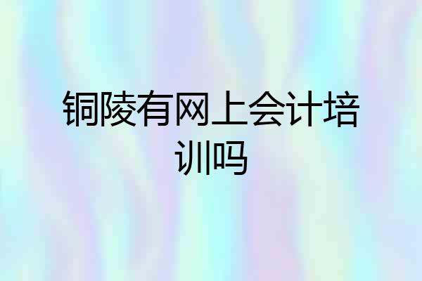 铜陵有网上会计培训吗