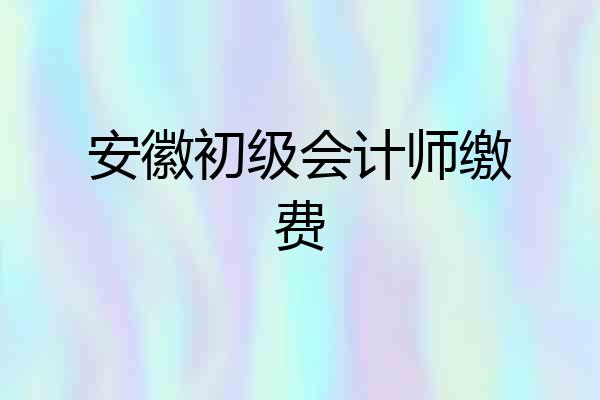 安徽初级会计师缴费
