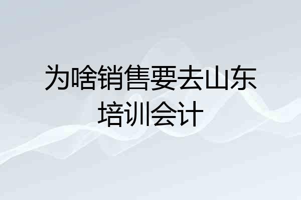 为啥销售要去山东培训会计
