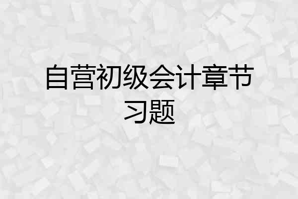 自营初级会计章节习题