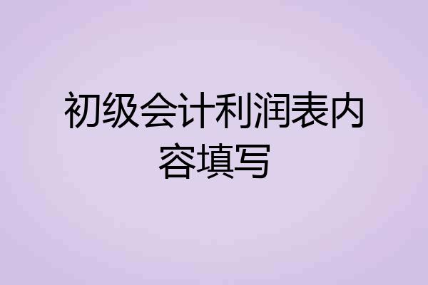 初级会计利润表内容填写