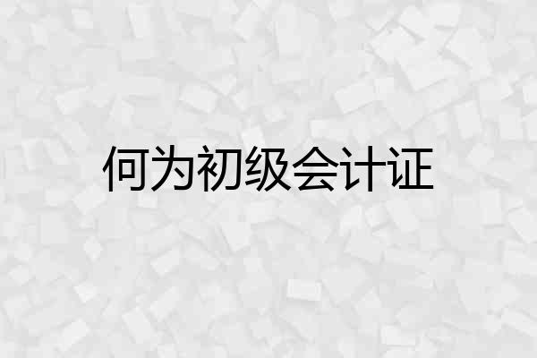 何为初级会计证