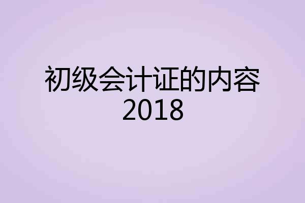 初级会计证的内容2018