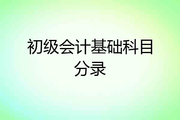 初级会计基础科目分录
