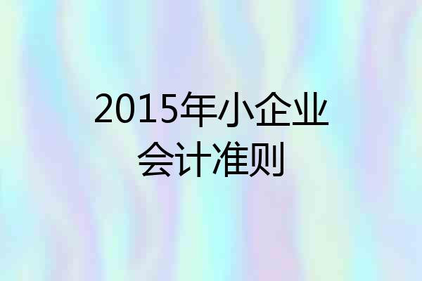 2015年小企业会计准则