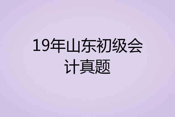19年山东初级会计真题