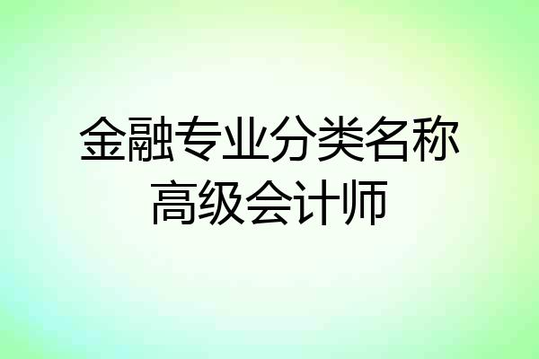 金融专业分类名称高级会计师