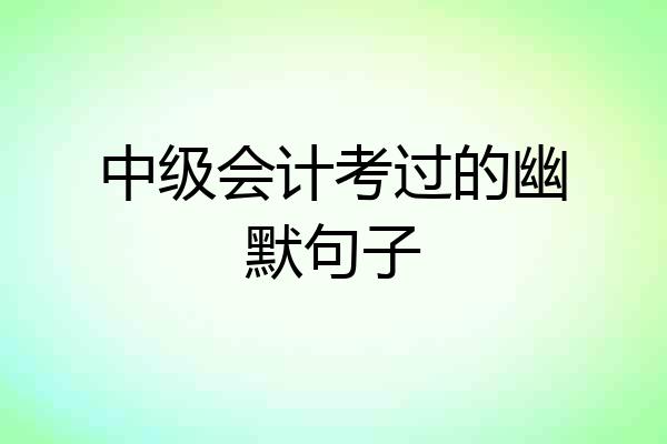 中级会计考过的幽默句子