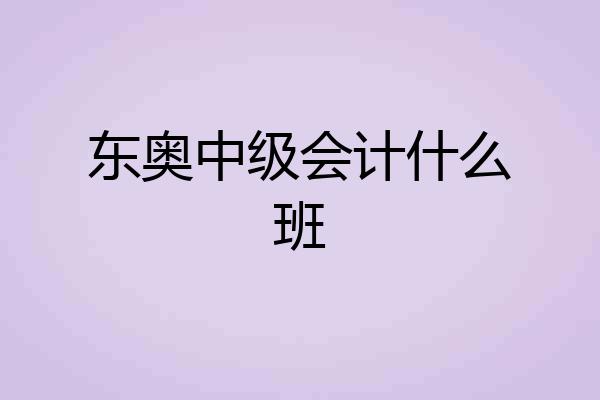 东奥中级会计什么班