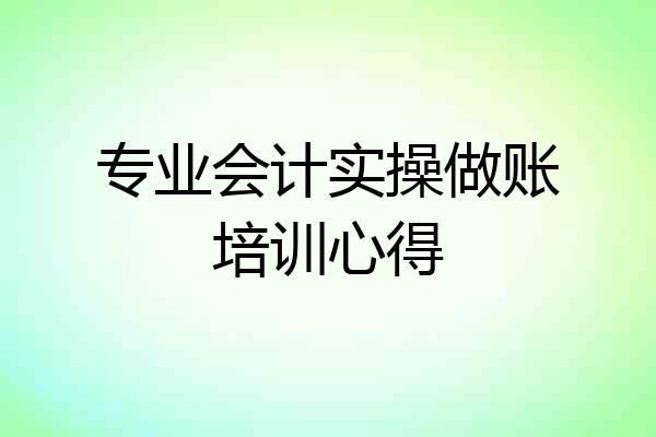 专业会计实操做账培训心得