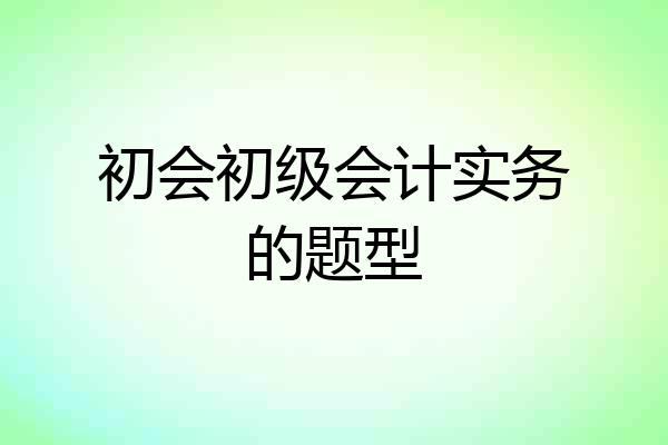 初会初级会计实务的题型