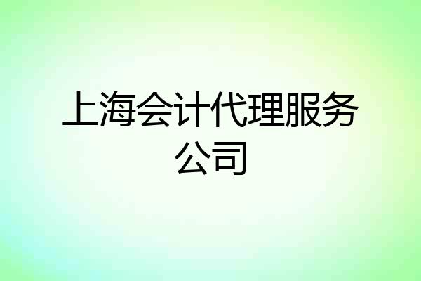 上海会计代理服务公司