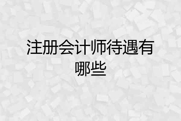 注册会计师待遇有哪些