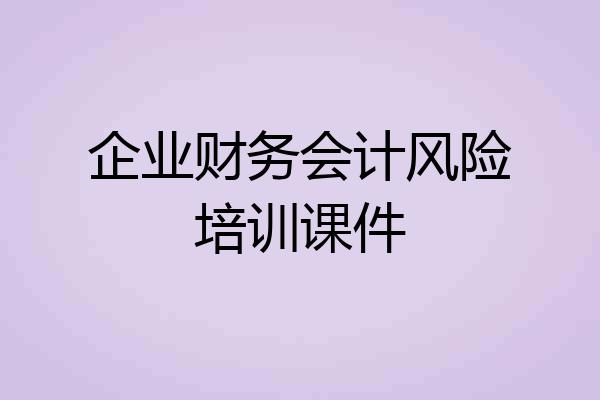 企业财务会计风险培训课件