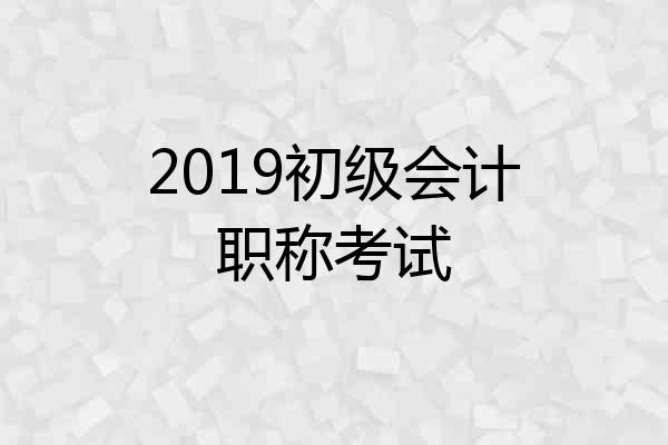 2019初级会计职称考试