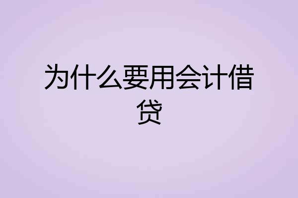 为什么要用会计借贷